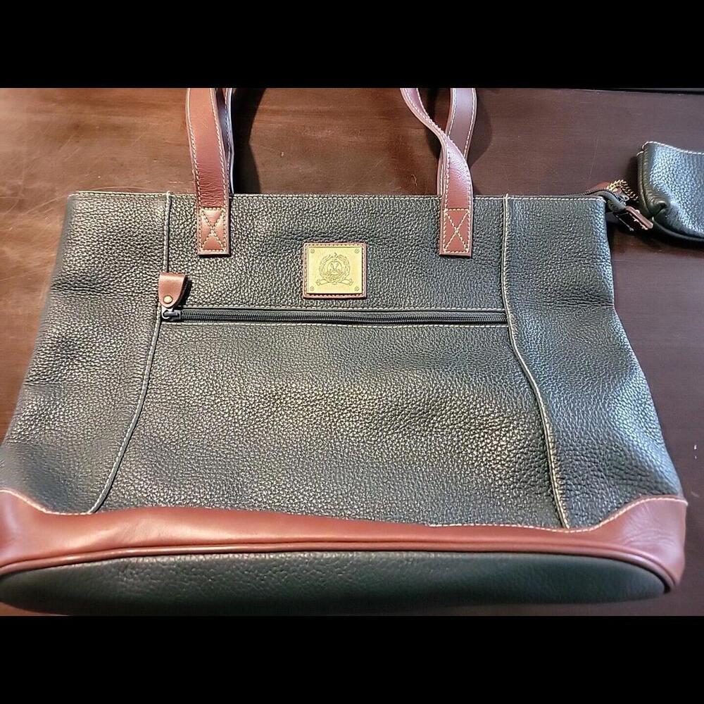 Medallion Green Leather Large Handbag Purse Tote Bag